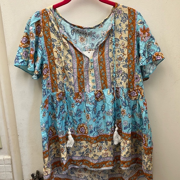 NWT Pink & Flare Boho Swing Top Size Small - Picture 1 of 11
